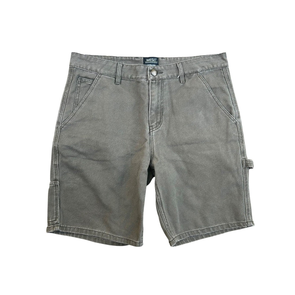 WeSC Shorts Mens Brown Carpenter Canvas  Straight Fit 8" Size 30